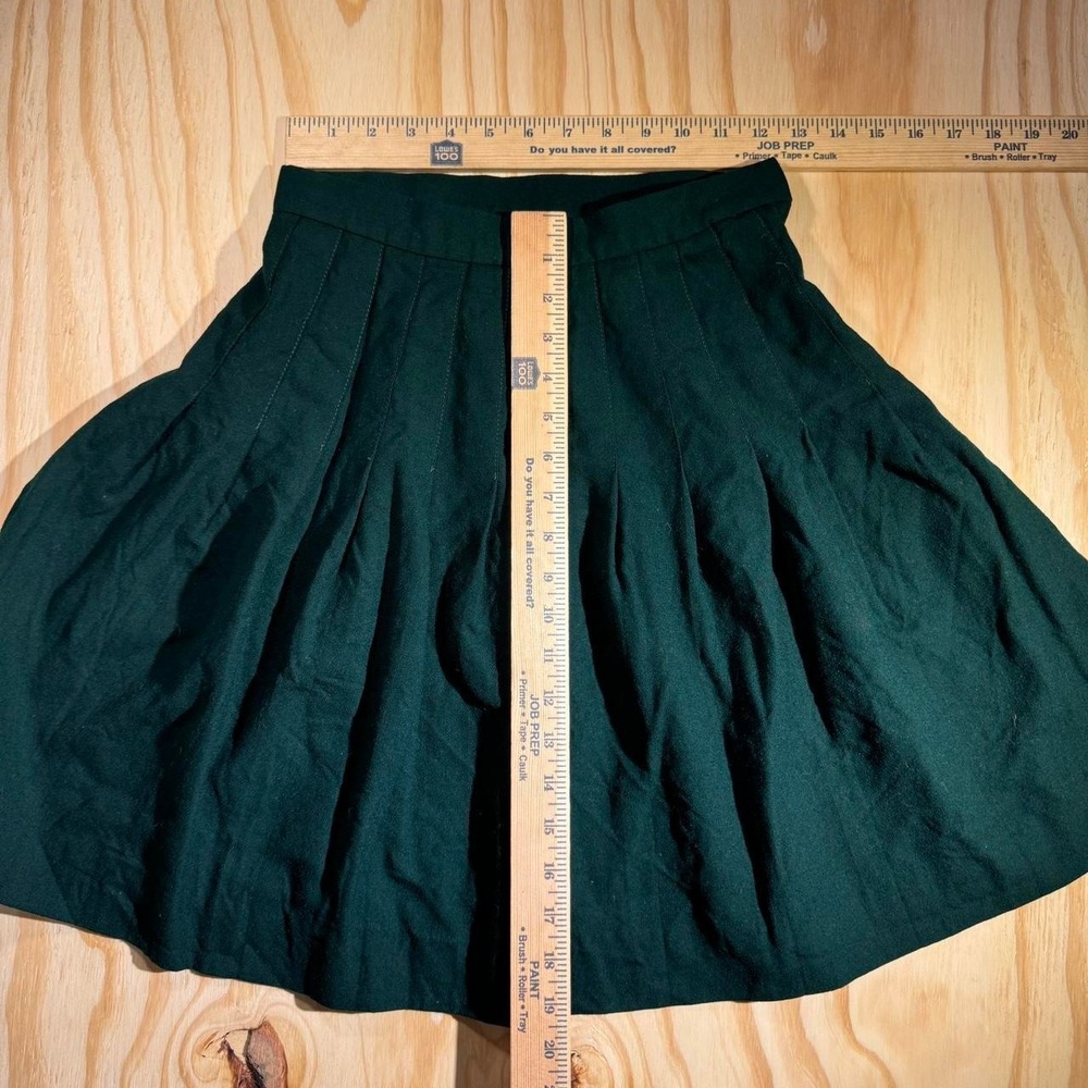 Vintage USA made Talbots Pure Wool Dark Green Pleated Skirt - Picture 4 of 5
